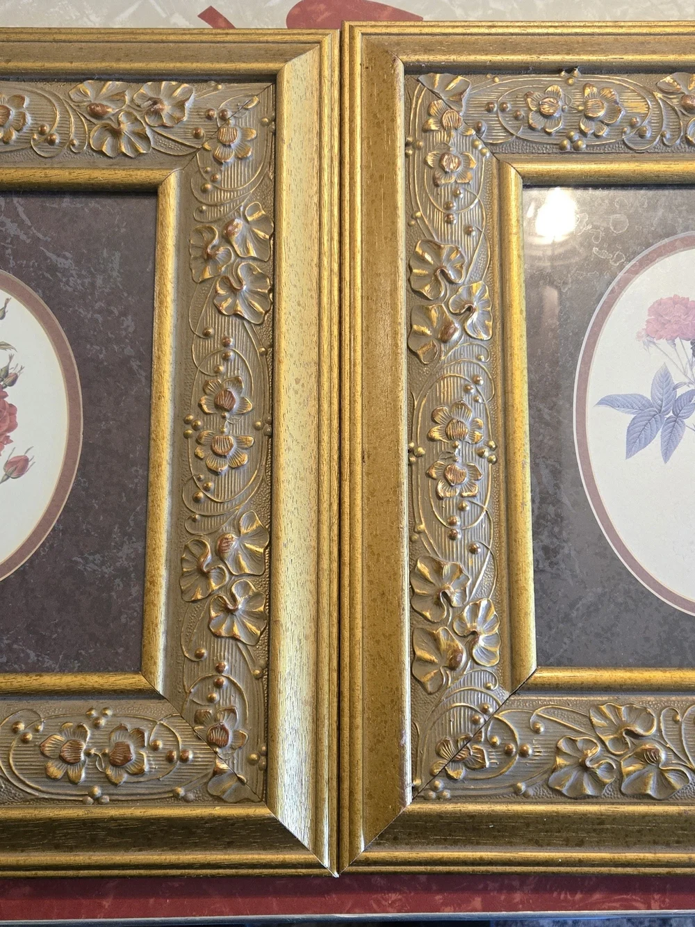 Gold Floral Embossed Picture Frame Pair